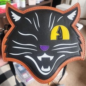 Unique Winking Cat Pleather Cross Body Clutch Purse